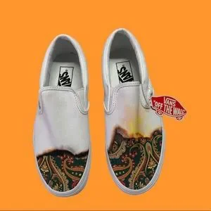 Vans | Shoes | Vans Classic Slip Ons Burn White | Poshmark display picture 3